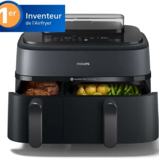 Avis Philips Airfryer Série 5000 NA550/00 : le double panier vapeur qui veut remplacer le four