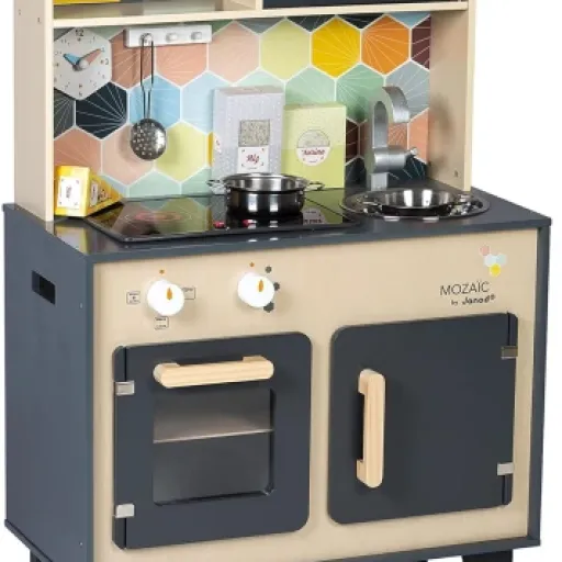 Avis Janod Grande Cuisine Mozaïc : une cuisine en bois complète et sonore pour les petits chefs