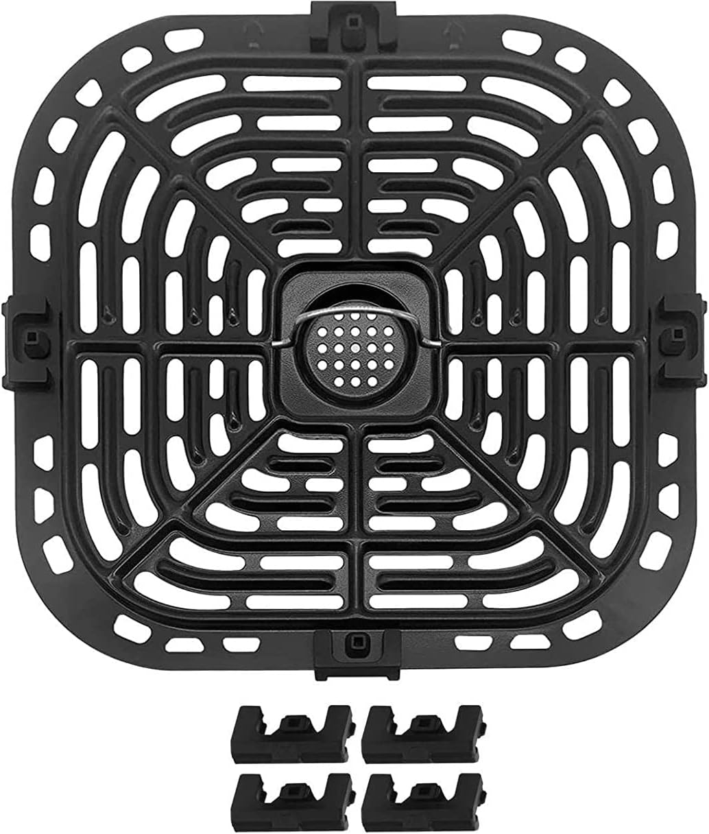 Grille de friteuse à air antiadhésive - Accessoires de friteuse à air comprimé - Pièces de rechange - Plateau avec poignée et pare-chocs en caoutchouc