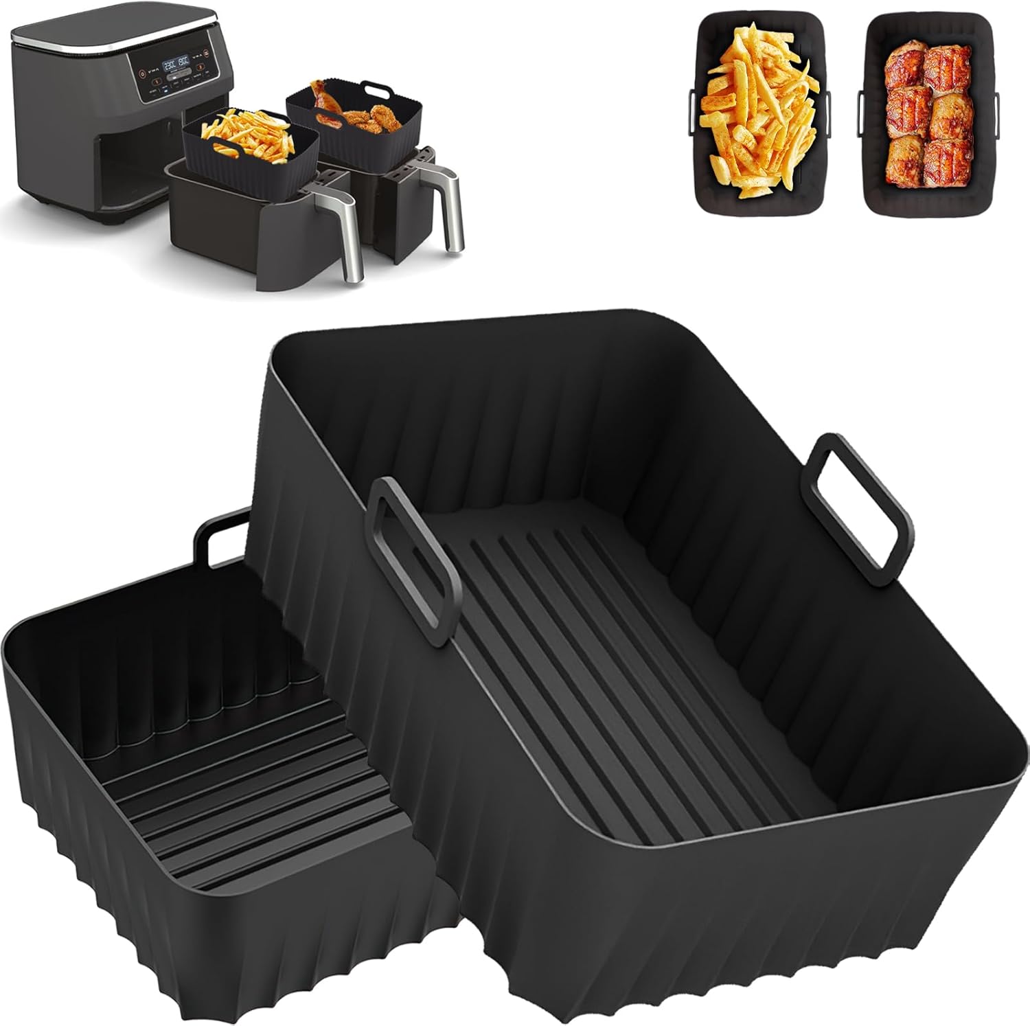 Moule Silicone Air Fryer Accessoires pour Philips Ninja Foodi Max Foodi AF400EU AF300EU 7.6-9.5L, Airfryer Pot pour Cosori Moulinex Tefal Dual Friteuse à Air