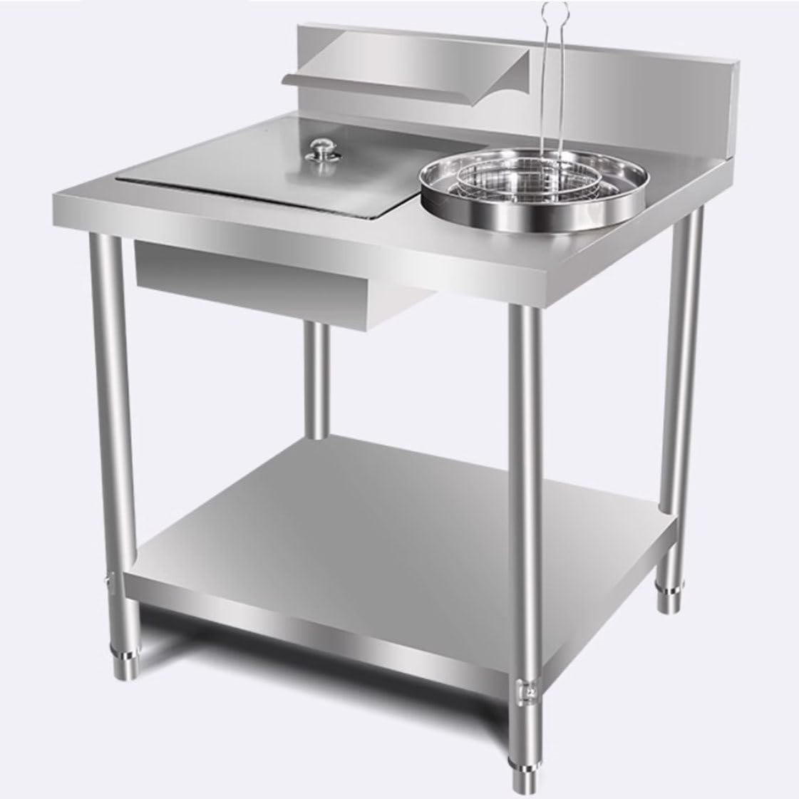 Station De Panure De Poulet Frit, Table De Panure, Poulet Frit, Poisson, Station De Préparation Des Aliments, Préparation De Cuisine Commerciale En Acier Inoxydable Et Table De Travail,100*70*80cm