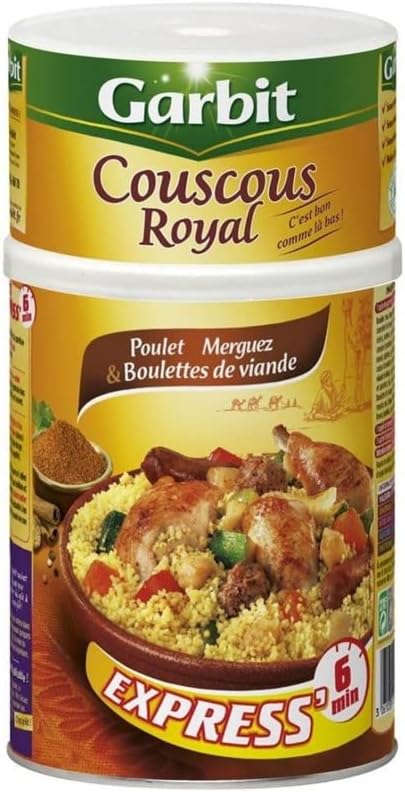 COUSCOUS ROYAL POULET MERGUEZ BOULETTES DE VIANDE - PLAT CUISINÉ 1,25KG, GARBIT, LOT DE 2