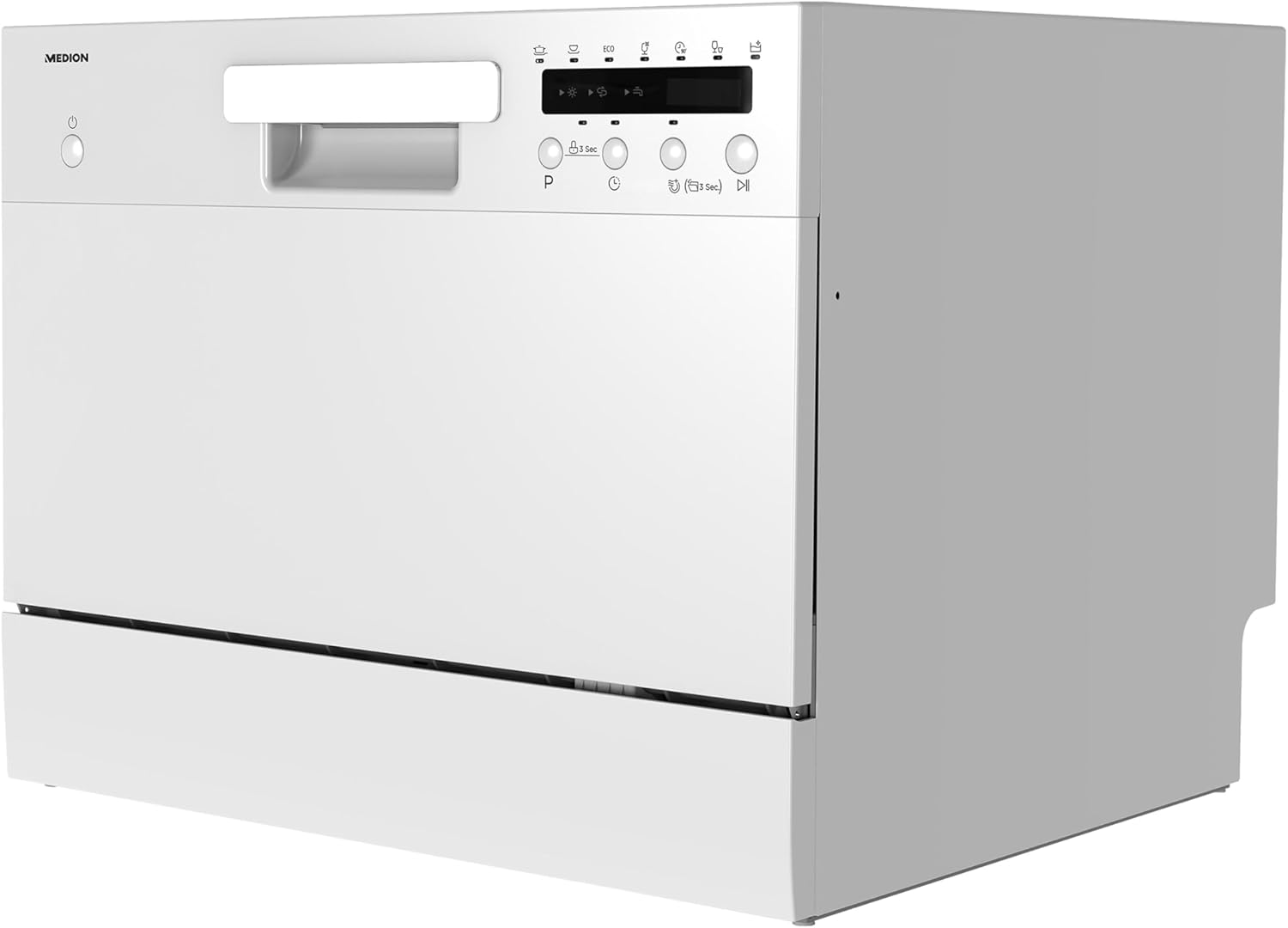 Lave-vaisselle de table (capacité 6 couverts, 7 programmes de nettoyage, affichage LED, 47 dB, MD37496) blanc