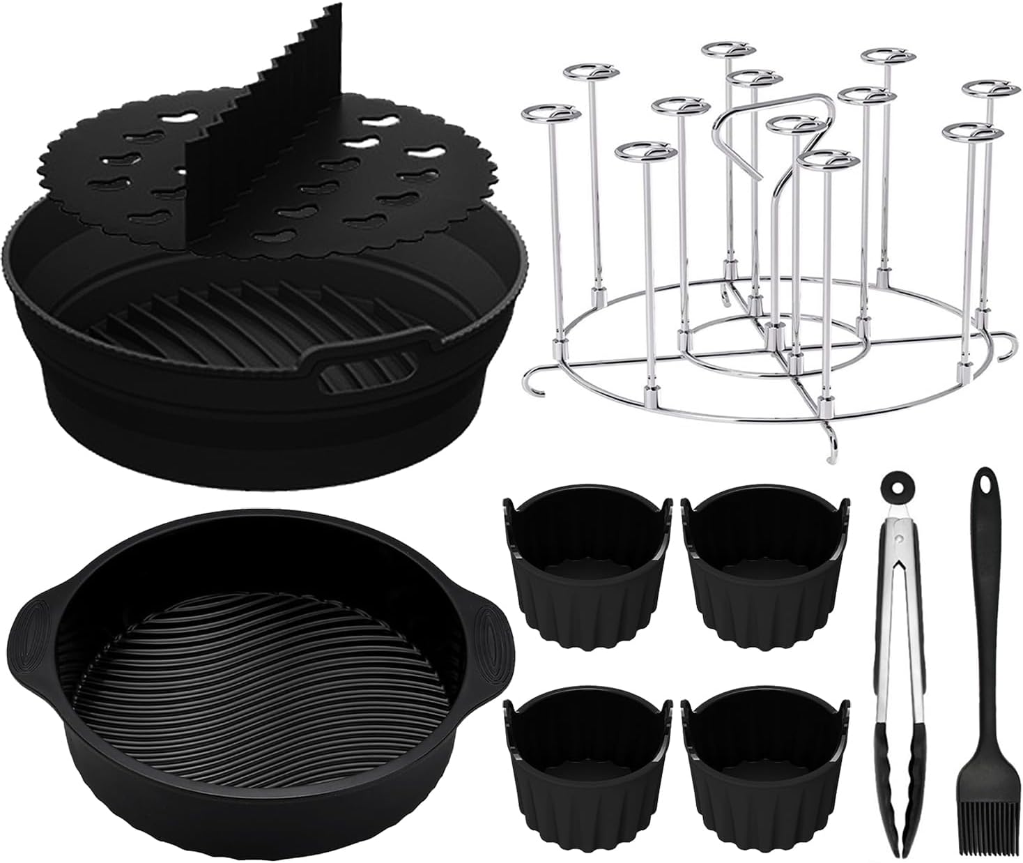 Accessoire Air Fryer pour Ninja Airfryer Max 5,2L AF150EUCP AF160EU AF161EU, Silicone Moule Air Fryer Accessoires Plat Ronde Pliable Doublure Liners