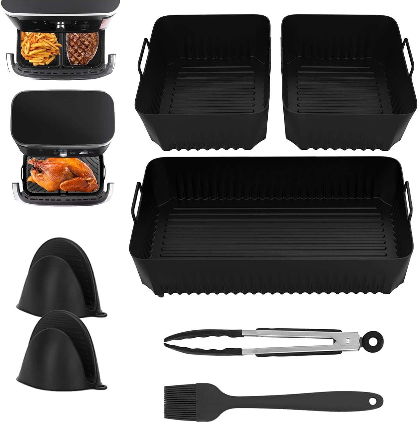 Accessoires de friteuse à air chaud pour AF500EU 5,2 l et 10,4 l, moule en silicone pour friteuse à air chaud, 3 tapis en silicone, réutilisables et de qualité alimentaire