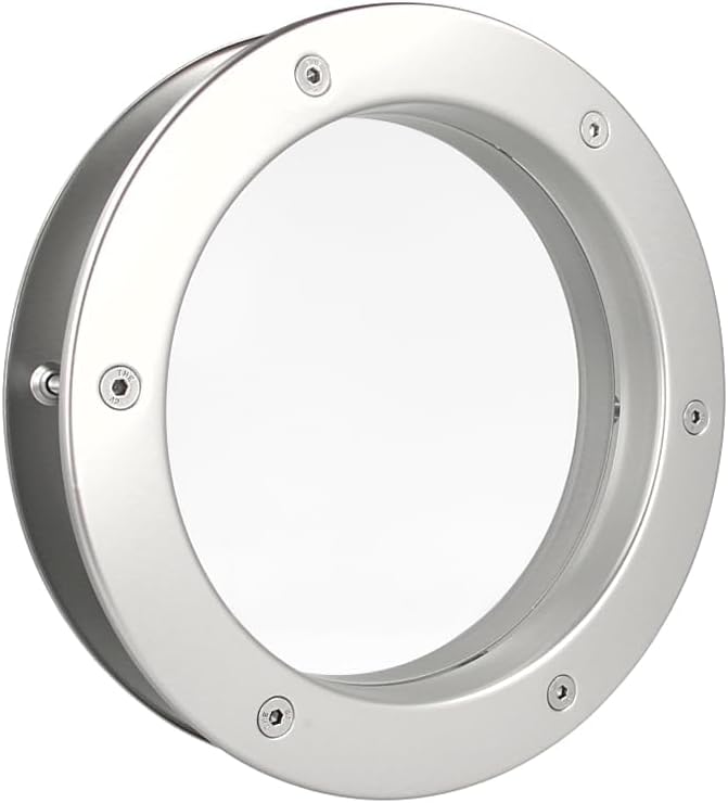 Hublot B4000, Pour Portes, en Aluminium, Verre de Sécurité Feuilleté, Convient Aux Portes de 40 mm D'épaisseur, Vis de Fixation Visibles des Deux Côtés, 250 mm de Diamètre, Verre Clair, Argenté