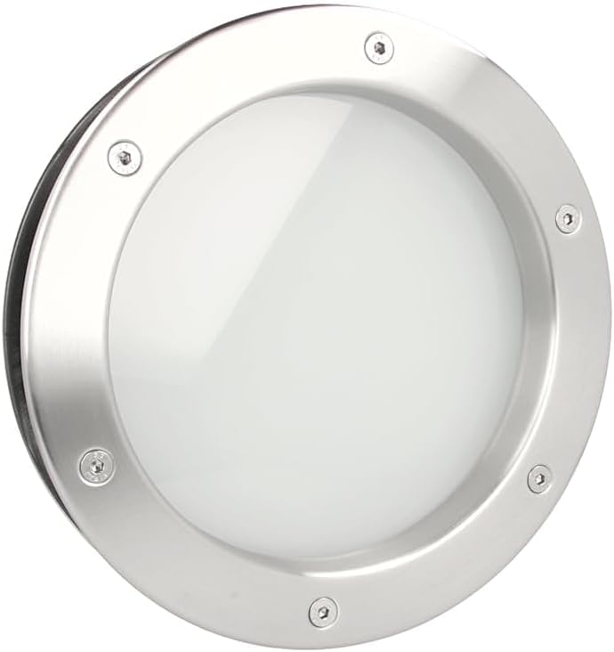 Hublot B4000, Pour Portes, en Acier Inoxydable, Verre de Sécurité Feuilleté, Convient Aux Portes de 40 mm D'épaisseur, Vis de Fixation Visibles des Deux Côtés, 350 mm de Diamètre, Verre Dépoli