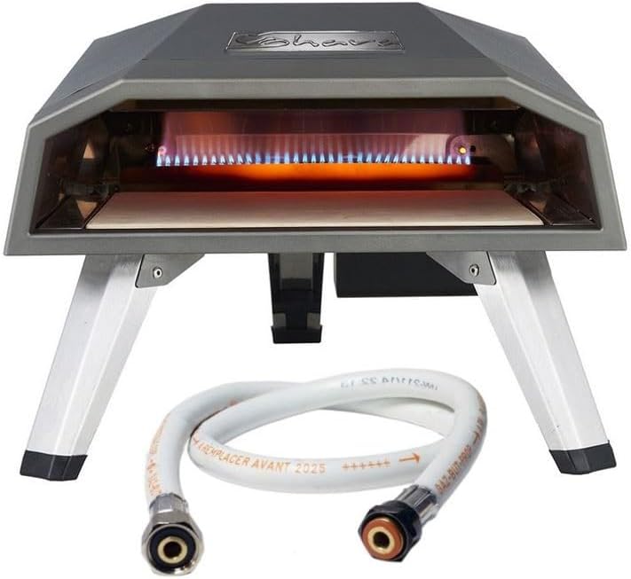 Four a pizza gaz 4400W Cuisson 3 min 450°C + Tuyau à gaz Prémonté Allumage piézo Garantie 5 ans