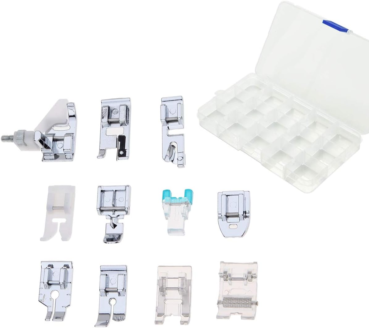 JZK 11pcs Machine à Coudre Domestique Accessoires Ensemble avec boîte de Rangement, Pied-de-biche Partie de Rechange kit pour Machine à Coudre Chanteur Frère Janome Toyota Elna AEG