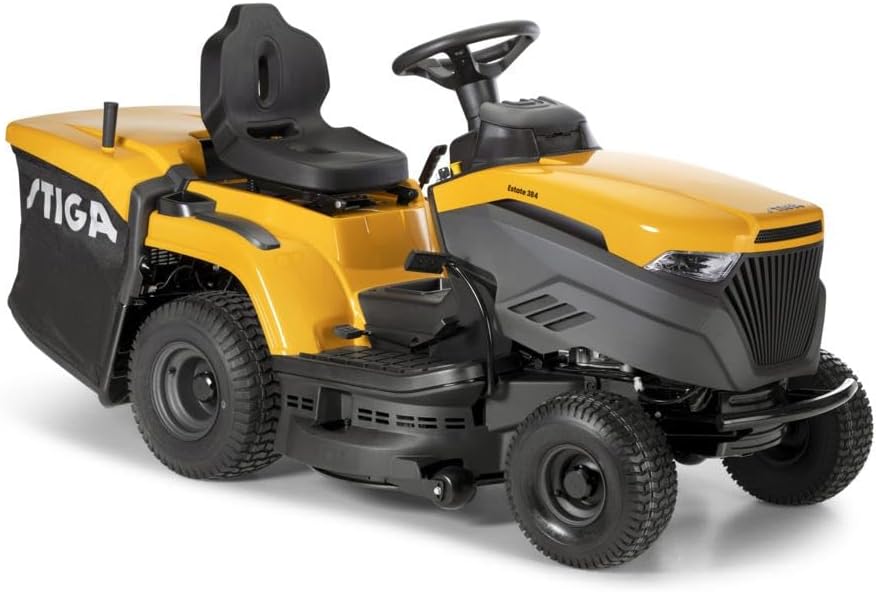 Tracteur de pelouse STIGA Estate 384, Moteur 432 CC, Plateau de Coupe 84 cm, bac 240 L, Transmission hydrostatique, 7 hauteurs de Coupe, Kit Mulching Vendu séparément