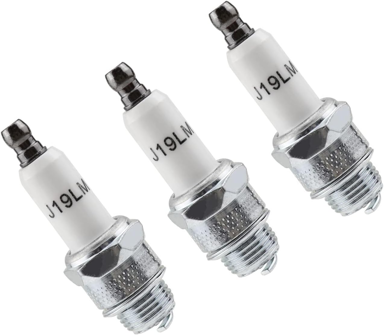 3 bougies d’allumage RJ19LM pour tondeuses à gazon 4 temps, adaptées aux modèles Briggs & Stratton 796112, 796112S, 796112 et 3121-C5-0041 Champio.