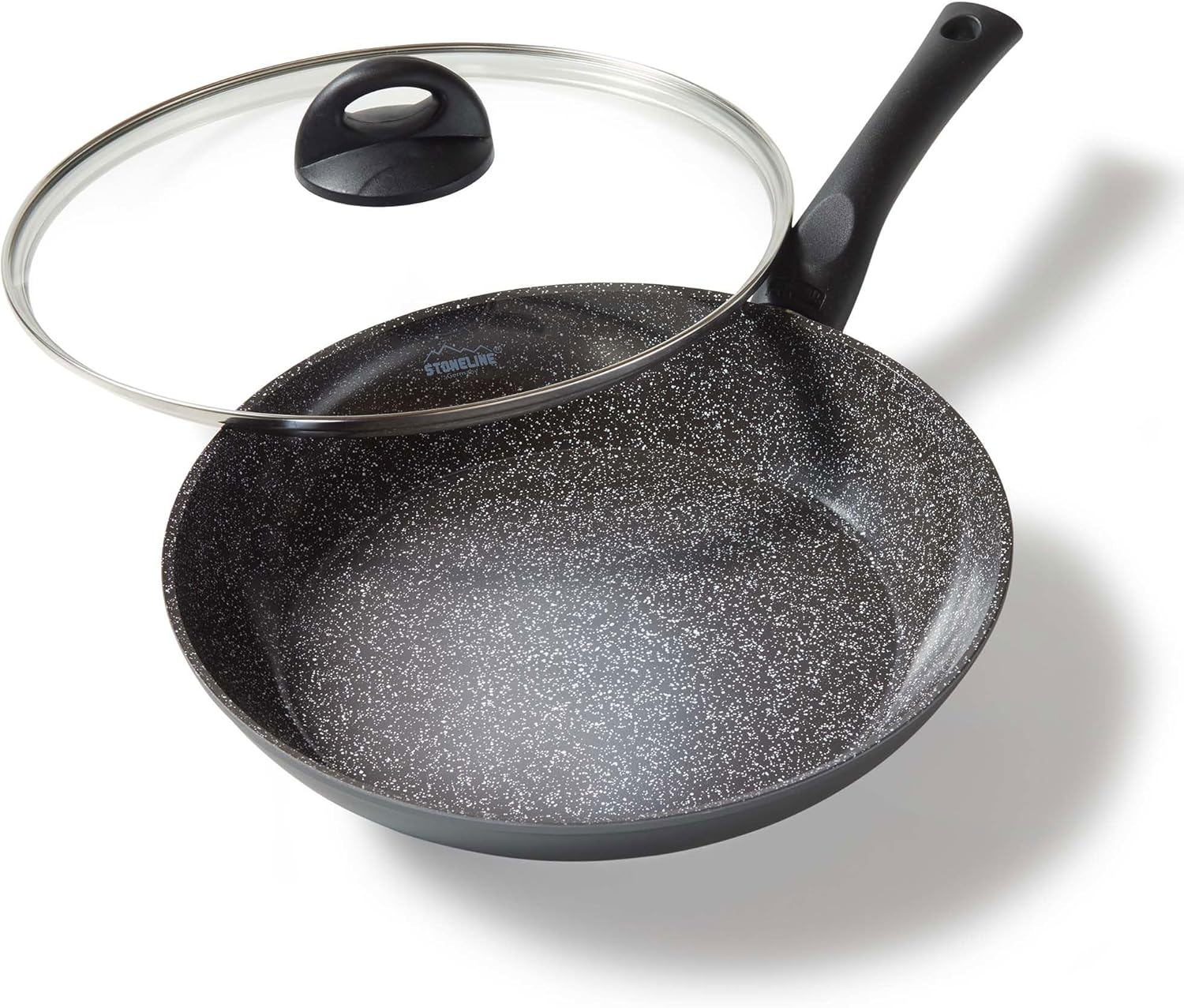 Ceramic Grande Poêle à frire en Céramique 28 cm, Poêle Antiadhésive avec Couvercle, Tous Feux Induction Four, Revêtement Céramique Antiadhésif avec de Vraies Particules de Pierre, Sans PFAS