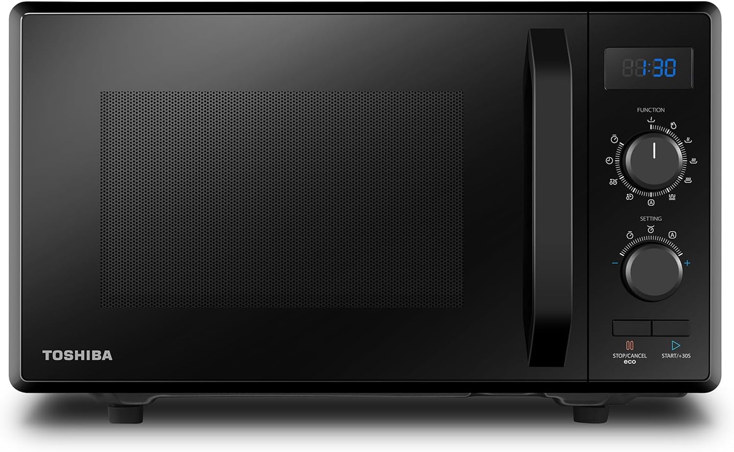 MW2-AG23P (BK) Four à micro-ondes 900 W 23 L avec Fonction Grill 1050 W, 8 Menus Automatiques, Fonction ECO, Plateau Tournant avec Mémoire de Position, Noir