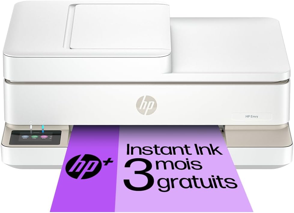 Envy 6520e, Imprimante Multifonction à Jet d'encre A4 Couleur, Impression Recto Verso Automatique, Jusqu'à 10 ppm, Wi-FI, ADF, Fax, 3 Mois d'encre Instant Ink Inclus, Portobello