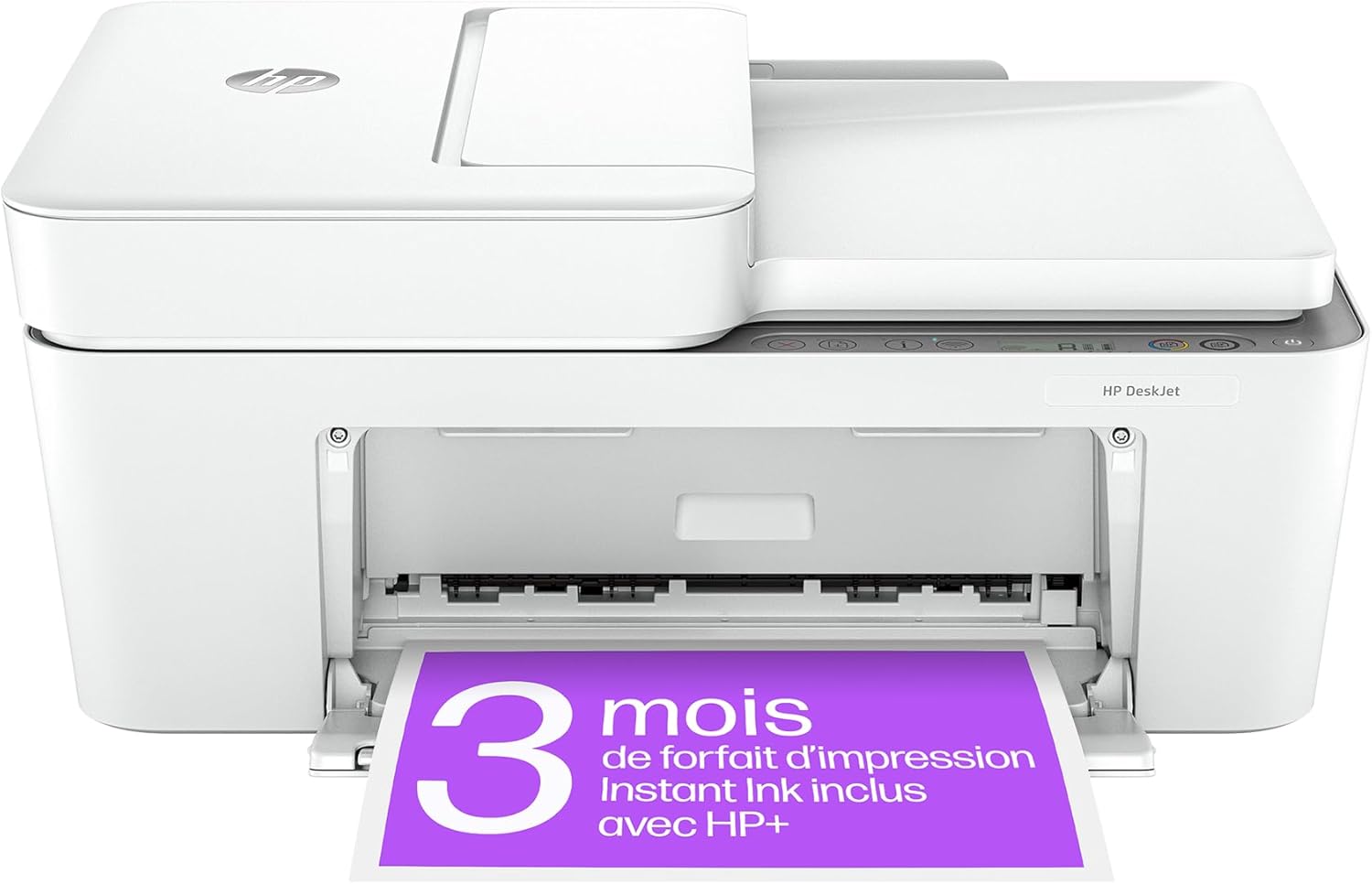 DeskJet 4220e, Imprimante multifonction, Instant Ink 3 mois inclus, Jet d'encre, A4, Couleur, Recto verso manuel, 8,5 ppm, Wi-Fi, ADF, Fax mobile, Blanche