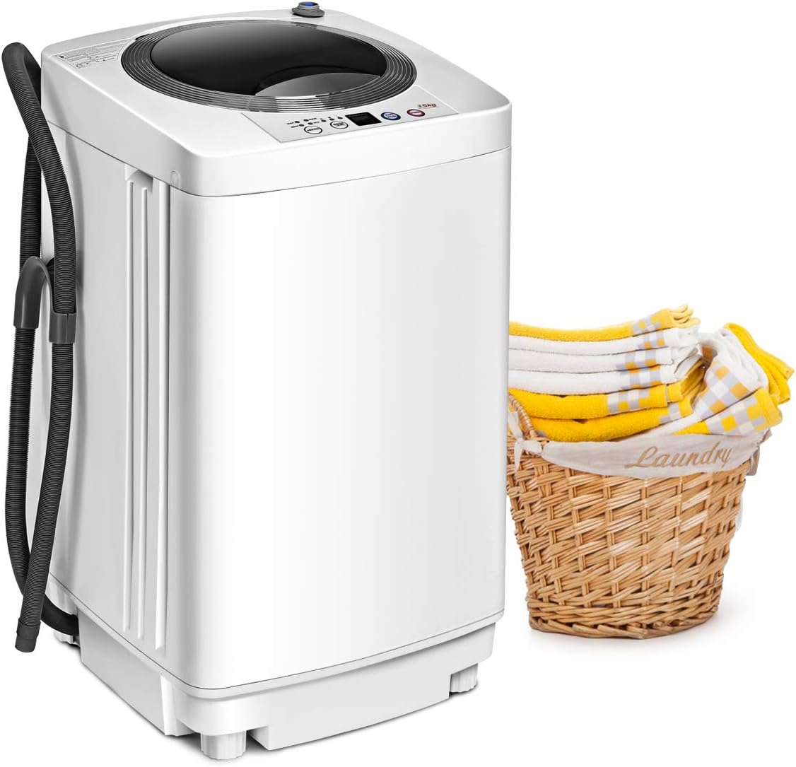 Mini Machine à Laver à Godet Unique, Puissance de 240W, Lave-linge avec Panneau de Commande Multifonction, Capacité de 3,5KG, avec Pompe de Drainage, Idéal pour Appartements Résidentiels