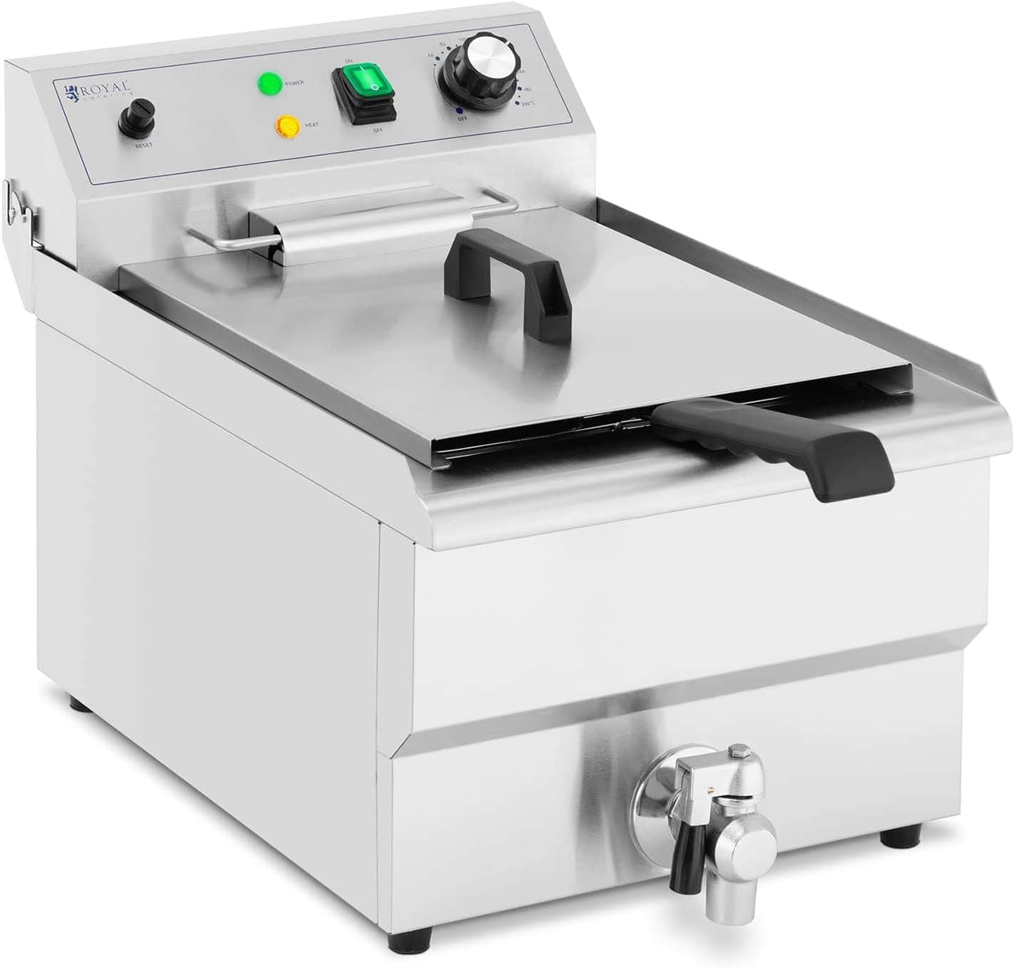 RCPSF 13ETH Friteuse Électrique Professionnelle Semi-Professionnelle Avec Robinet De Vidange 16 Litres Monophasé (3 000 W, 60-200 °C, 16 l, 230 V)
