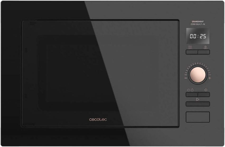 Micro-ondes encastrable numérique et tactile GrandHeat 2500 Built-in Touch SteelBlack, 900 W de puissance - 25 L, gril de 1000 W, 8 fonctions préréglées, Minuterie (Noir/Rose)
