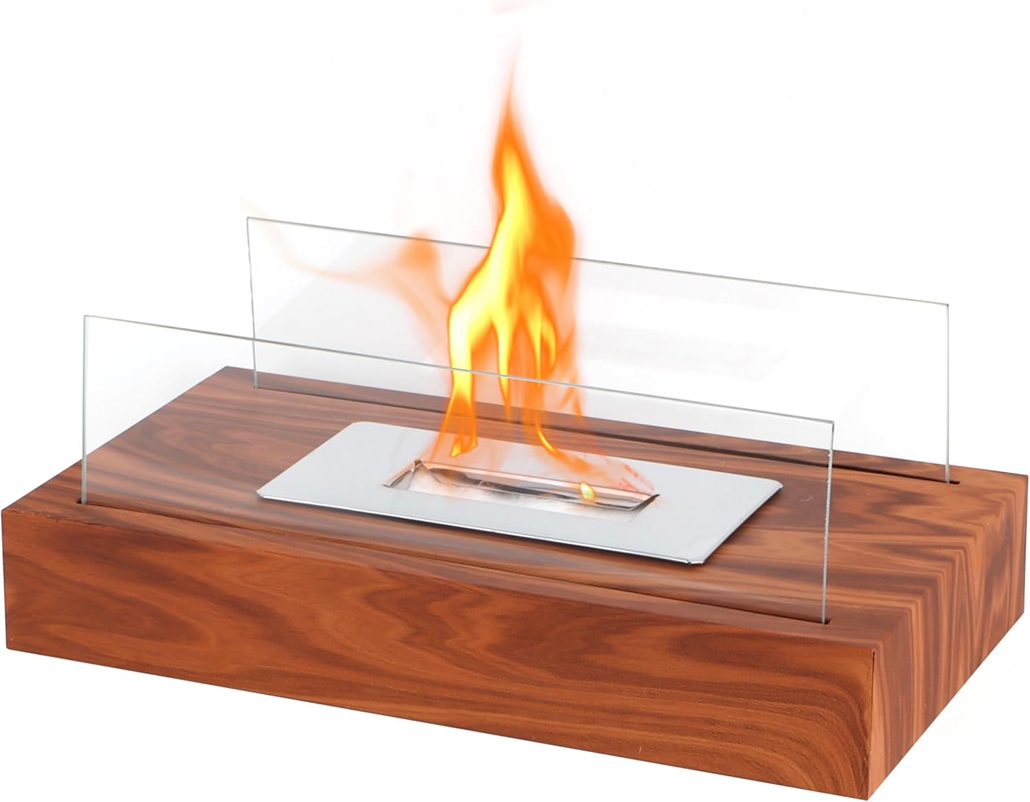 Olvy Brasero de Table en Bois - Cheminée de Table - 35CM - Bioéthanol - Intérieur/Extérieur - Cheminée à Poser au Sol, Poêle Bioéthanol