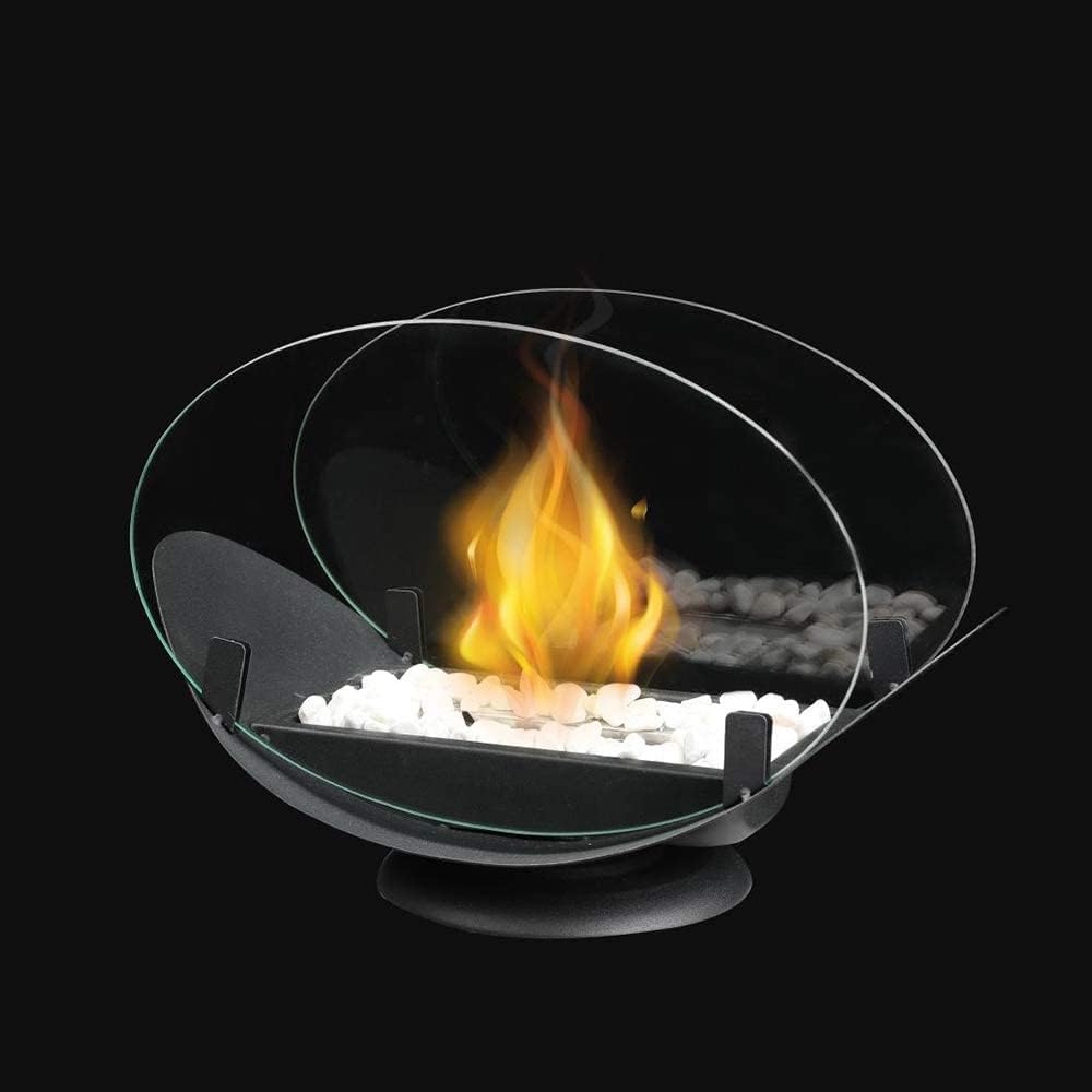 Fiérza Cheminée Portable de Table - Brasero Bioéthanol, 32CM, Feu Intérieur/Extérieur - Cheminée à Poser, Poêle Bioéthanol, Design Moderne - Cheminée Table, sans Fumée ni Odeur, Vue 360°, Idée Cadeau