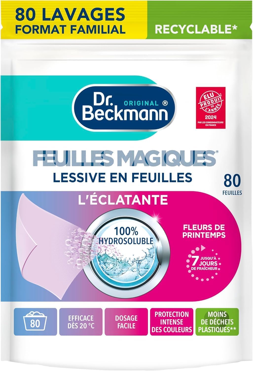 Dr - Beckmann Feuilles Magiques - Lessive en Feuilles - L'Eclatante x80 Lavages