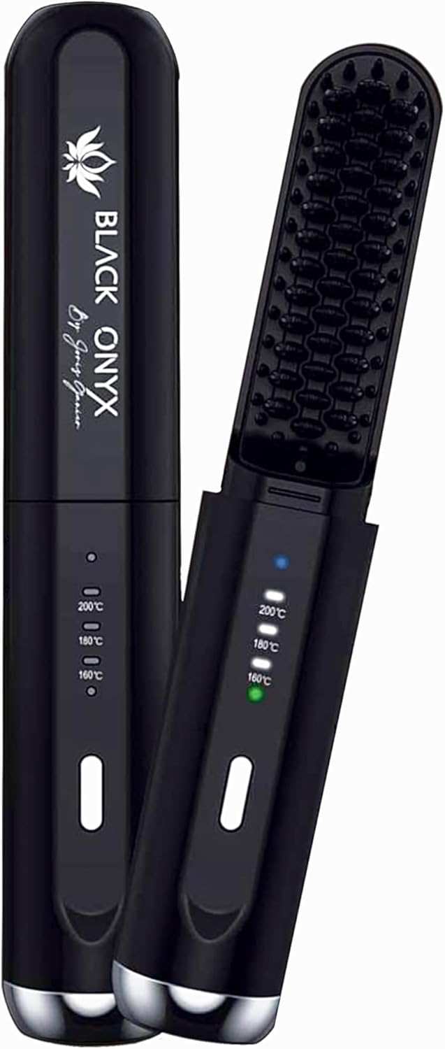 LA BLACK BRUSH, Brosse Lissante, Mini Lisseur Sans Fil Rechargeable, Brosse Chauffante Portable, brosse lissante voyage, Lisseur CHEVEUX FINS, lisseur sans fil, Fer à lisser