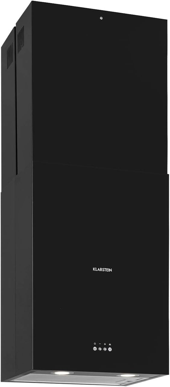 Structura - hotte îlot, CEE: A, air extrait/recyclé, 3 vitesses, débit d'air: 641 m³/h max., 41 x 35,5 cm, éclairage LED, filtres à charbon actif en option - noir