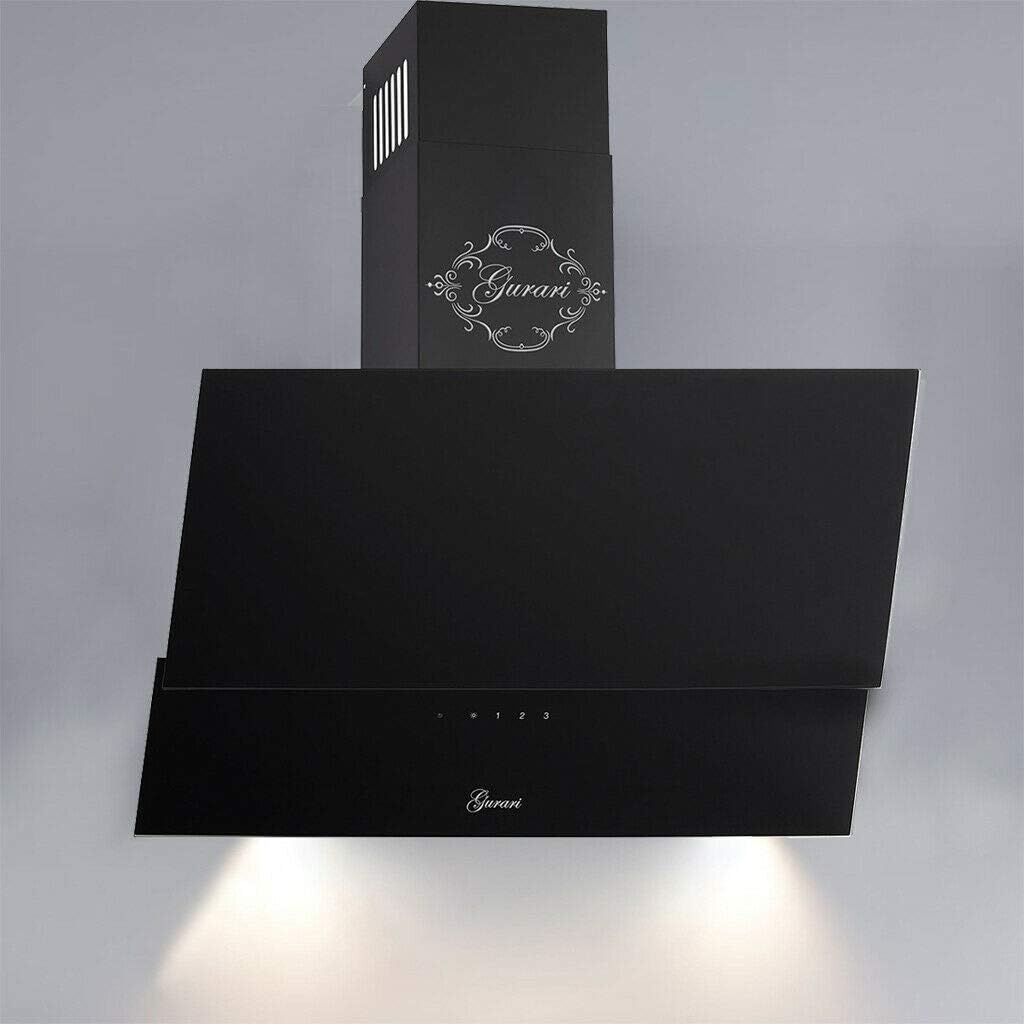 Gurari 268.8 Hotte aspirante murale 80 cm,Hotte murale fabricant Gurari, 3 vitesses,1000m³/h,LED,Hotte,Timer, Noir,Recirculation possible,ClearTouch Control,Télécommande