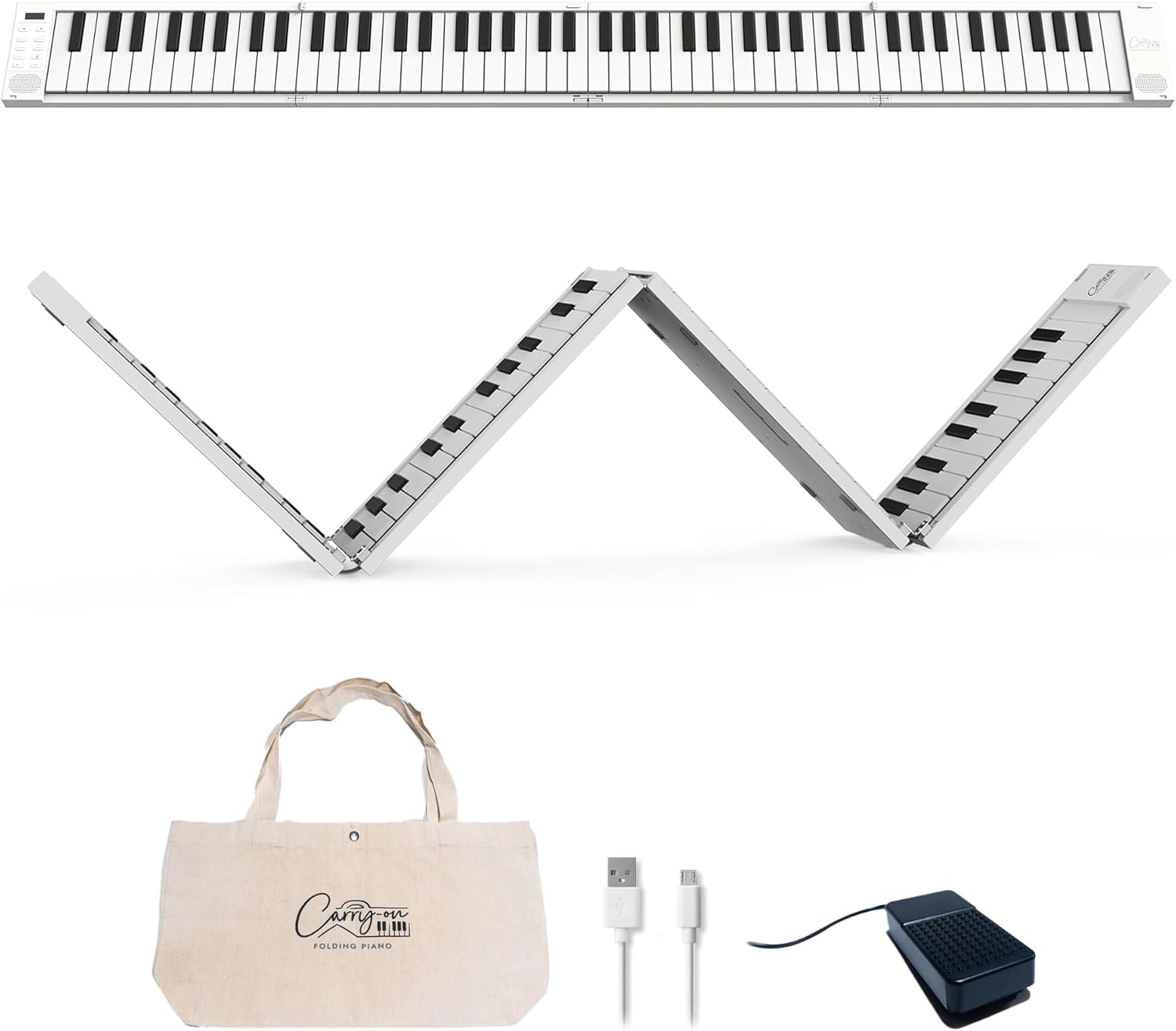 Piano pliable portable Blackstar de 88 touches avec batterie rechargeable intégrée et MIDI via USB - Clavier de piano 128 sons, 1,6 kg, 33 cm, BA203010