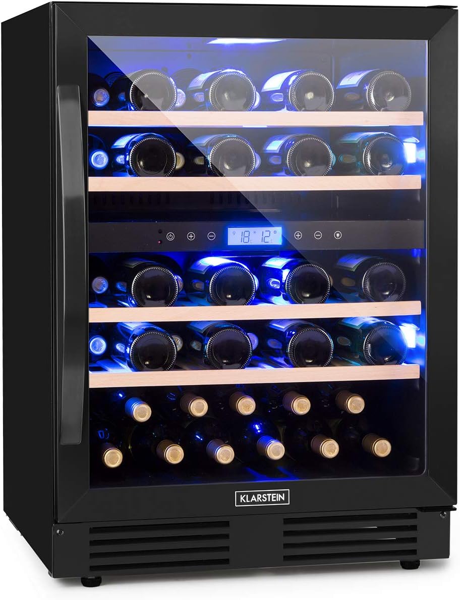 Cave a Vin Encastrable, Caves à Vin de Conservation de 129L, Porte en Verre, Cave a Vins à Double Zone, Bar Int/Ext, Frigo Vin Bizone, Cave a Vin de Vieillissement, Cave à Vin 43 Bouteilles