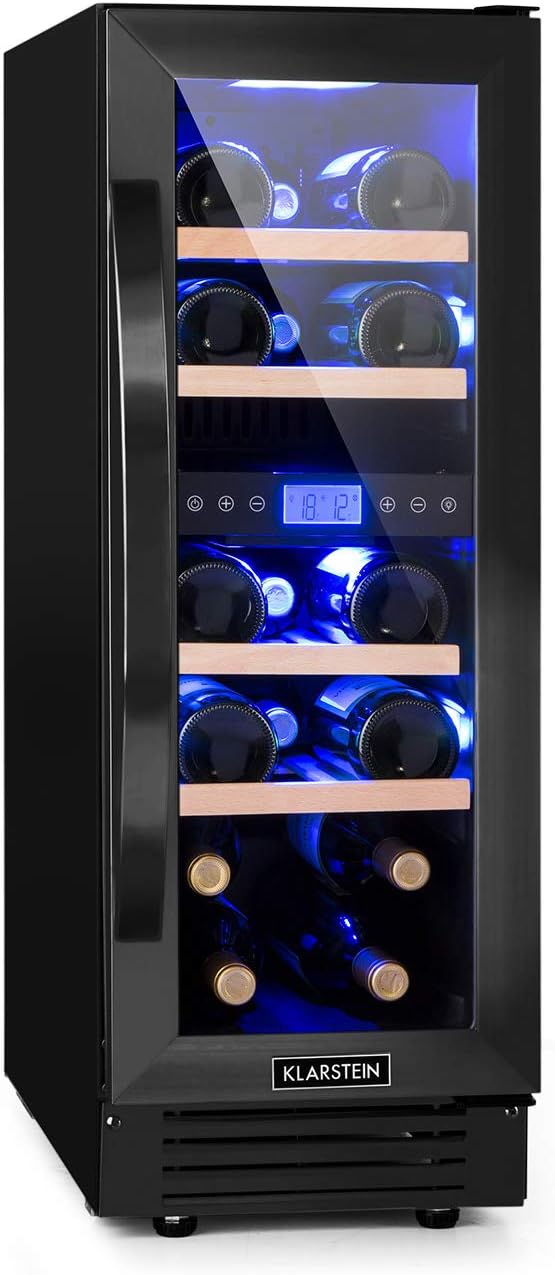 Cave a Vin Encastrable, Caves à Vin de 53L avec une Porte en Verre, Cave a Vins à Double Zone, Bar Intérieur/Extérieur, Frigo Vin, Cave a Vin de Vieillissement, Cave à Vin 17 Bouteilles