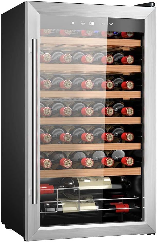 Cave à vin 34 bouteilles Bolero grandsommelier 34030 inox compressor, 80 L, Refroidissement par compresseur, Température réglable de 5 à 18°C, Commande tactile, Affichage, LED intérieur.