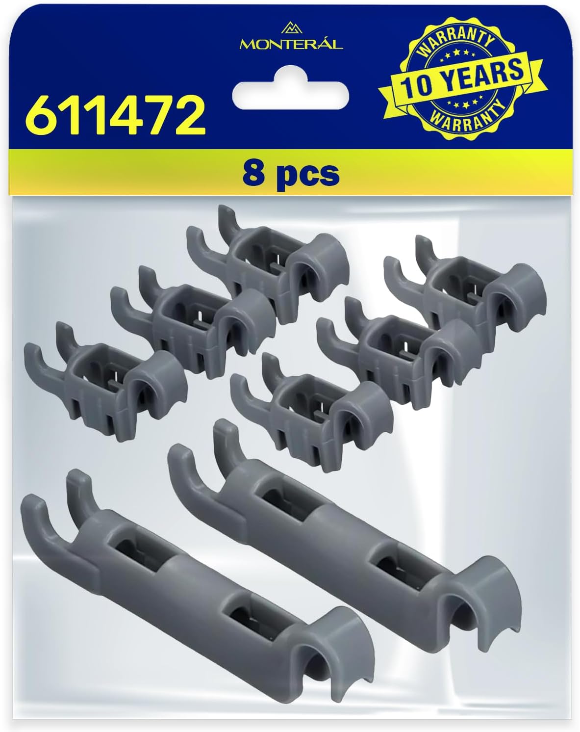 Kit de Roulement Crochets 00611472 611472 pour Panier Inferieur Lave Vaisselle pour Bosch ou pour Siemens 8 Pièces de Lave Vaisselle Garantie de 10 Ans - Monteral