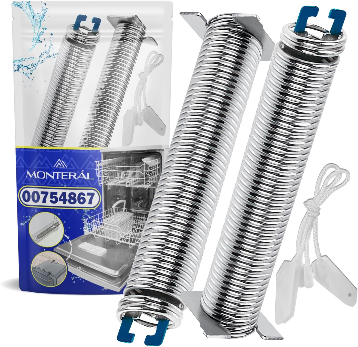 Kit Ressort Bleu et Câble pour Lave Vaisselle Porte avec le Code Original 00754867 754867 pour Bosch pour Siemens - Garantie de 10 Ans - MONTERAL