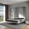 Kento – Lit Mural Rabattable, Lit Double Pliable, Lit Escamotable Couleur Béton, Lit Empilable Made in Italy, Matelas Non Inclus, Économiser de l'espace, Le Lit Arrive Démonté