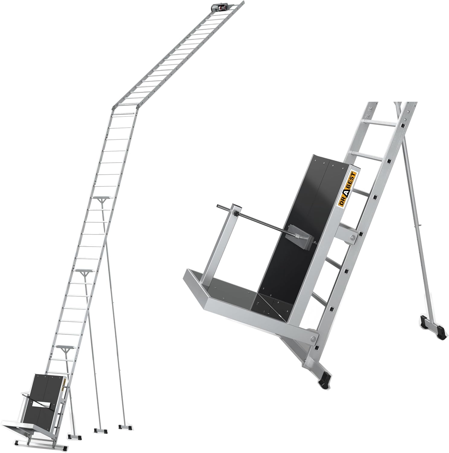 Monte-Panneaux Solaires - Aluminium Élévateur pour Panneaux solaires - Échelle Support avec Treuil Électrique Monte de Charge - Échelle de Toit avec Une Corde de 12 m - Max 125 kg