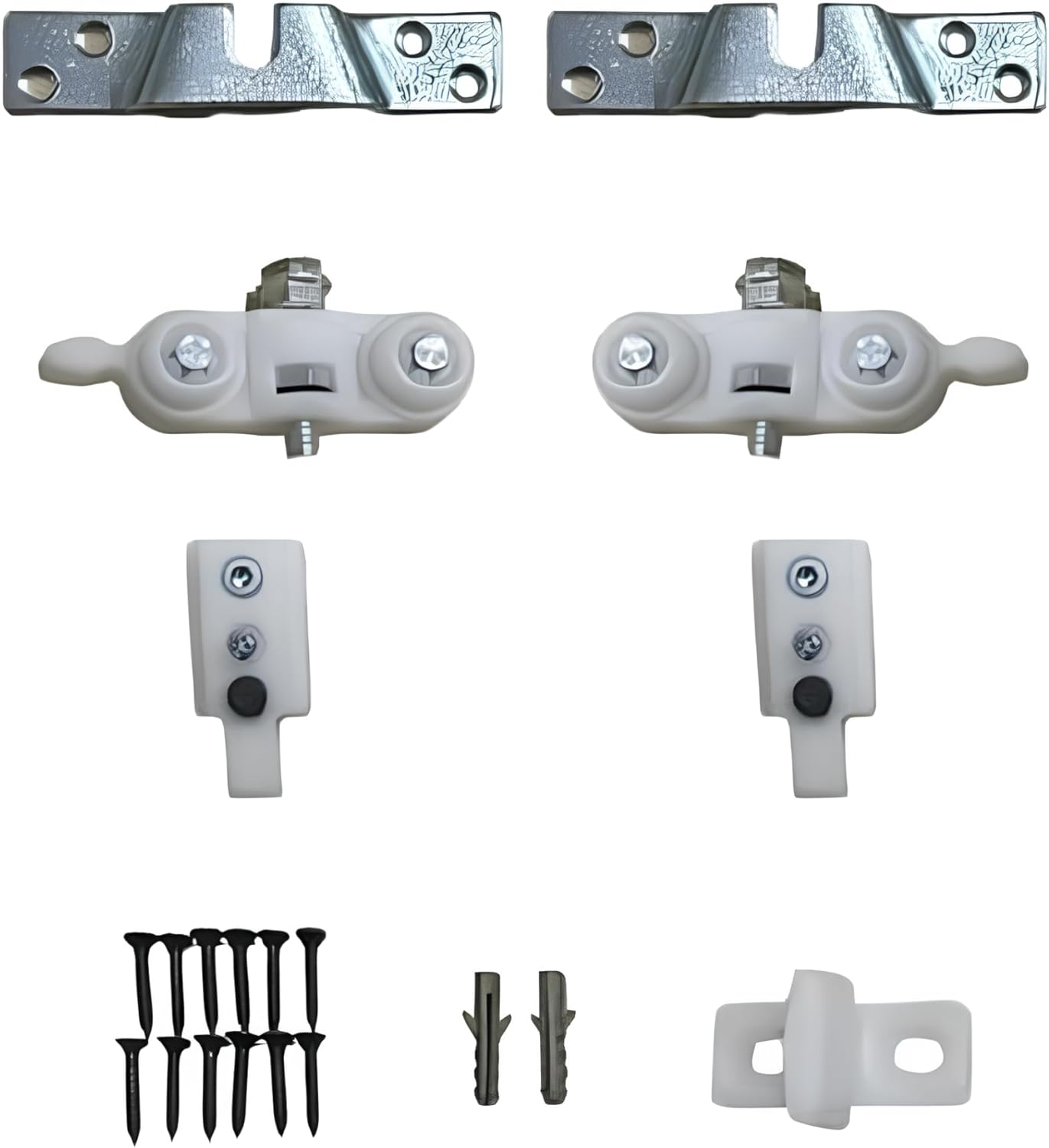 Kit pour porte coulissante sans rail – Comprend 2 chariots de glissement, 2 verrous supérieurs, 2 supports de fixation sur panneau – Disponible en 2 ports : 40 kg et 80 kg (charge 80 kg)