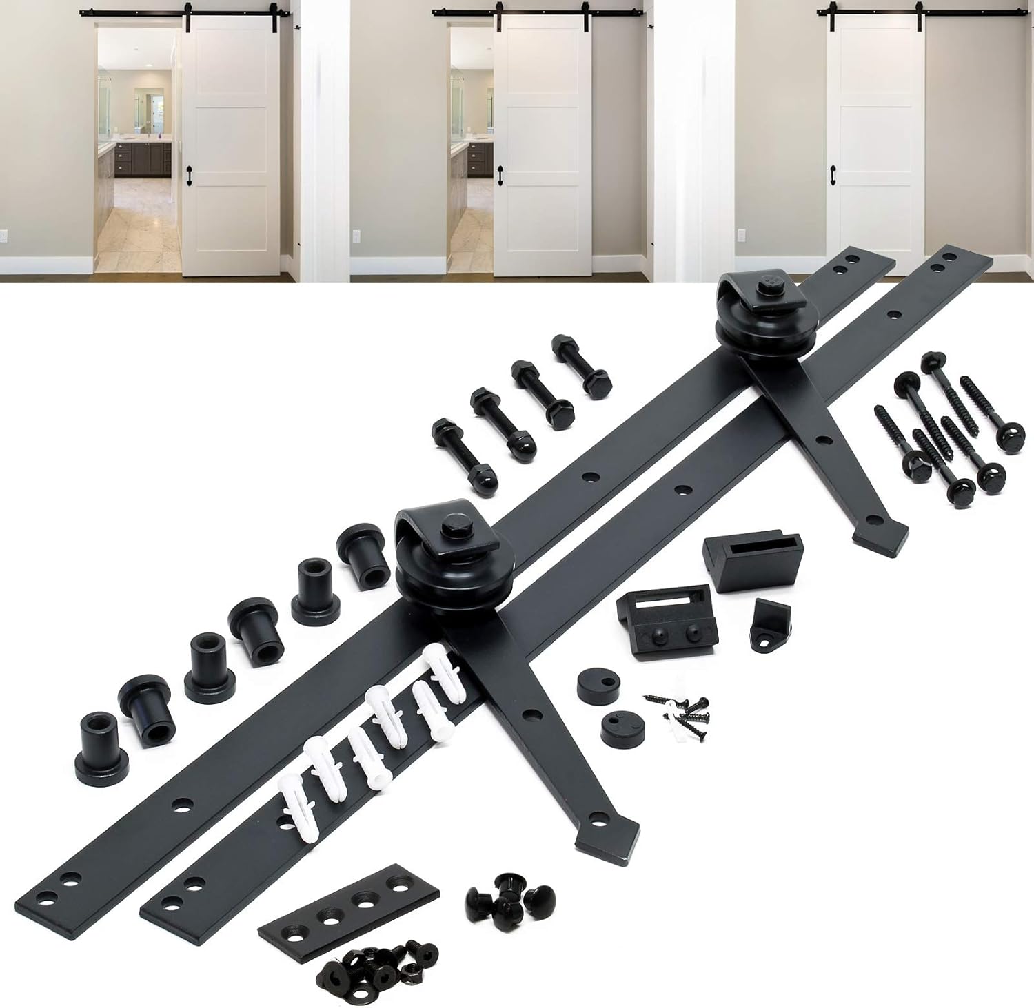 Système pour porte coulissante Système galandage avec Rail de 244 cm pour portes jusqu’à 150 kg max.
