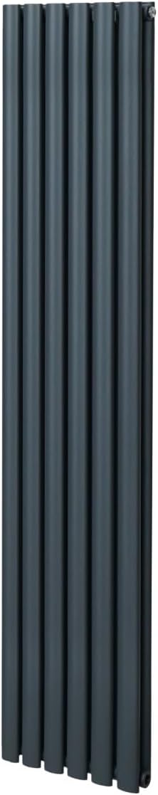 Radiateur à Colonne Ovale 1800mm x 360mm, Chauffage Moderne Vertical à Tube Ovale en Acier au Carbone Gris Anthracite Mat, Cuisine Salon Salle de Bain [Brosse, Attaches Murales & Supports INCLUS]