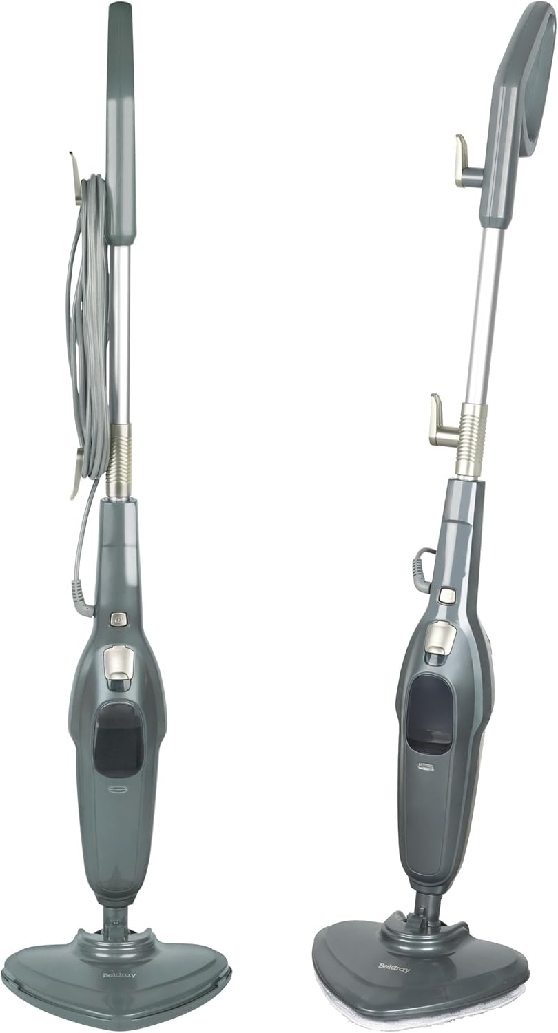 Nettoyeur à Vapeur – Balai vapeur, Nettoyage sans Produits Chimiques, Tête Précise pour Recoins, Chauffe Rapide, Réservoir d'eau 350 ml, Moquette, Stratifié, Bois, 1300W, BEL01986VDE