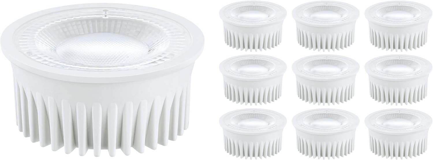 Module LED 230V Blanc Chaud - Classe d'Efficacité Énergétique A, Ampoule LED 2,5W, 3000K, 450lm, Remplace GU10 MR16 Spot 50W - Spot à Encastrer Plat ø50x26mm - Lot de 10