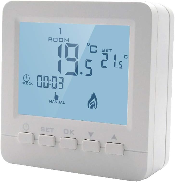 LEDLUX LL0250 Thermostat numérique avec touches programmables pour chaudière à gaz murale alimenté par 2 piles AA