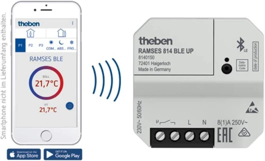 Theben RAMSES 814 BLE UP Thermostat programmable digital pour la surveillance et la régulation de la température ambiante avec application mobile 8140150