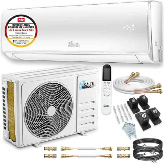 Climatiseur Split Quick Connect 18000 BTU (5,1 kW) - Avec fonction de chauffage - très silencieux & économe en énergie - kit complet, 5m conduite de frigorigène, R32, matériel de montage