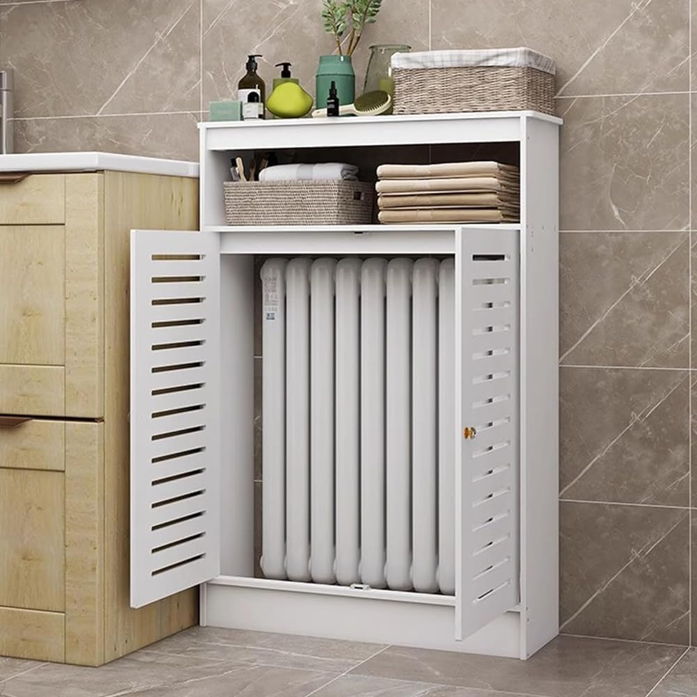 Cache Radiateur Grille Cache Radiateur Maison de Chauffage en MDF Couvre Radiateur Design Étagère Radiateurs Mural Couverture de Radiateur Meuble de Salle de Bain étanche pour Le sal(Size:60x100x20cm)