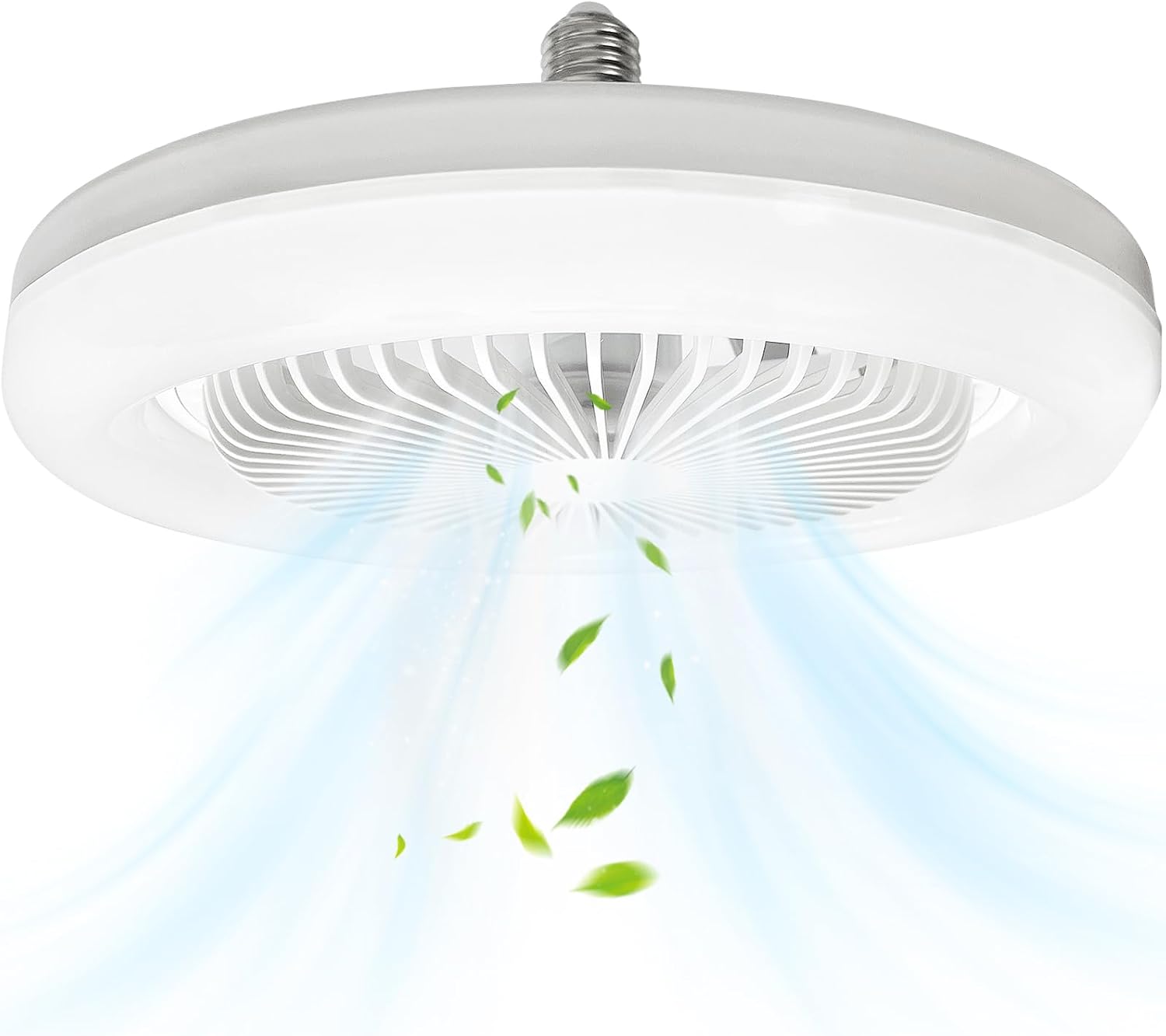 Snsok Ventilateur de Plafond fermé avec Lumière, 10'' Lampe E27 ventilateurs de plafond silencieux 30W, 3 Modes de Fonctionnement, Ventilateur Mural Portable avec Lumière Blanche