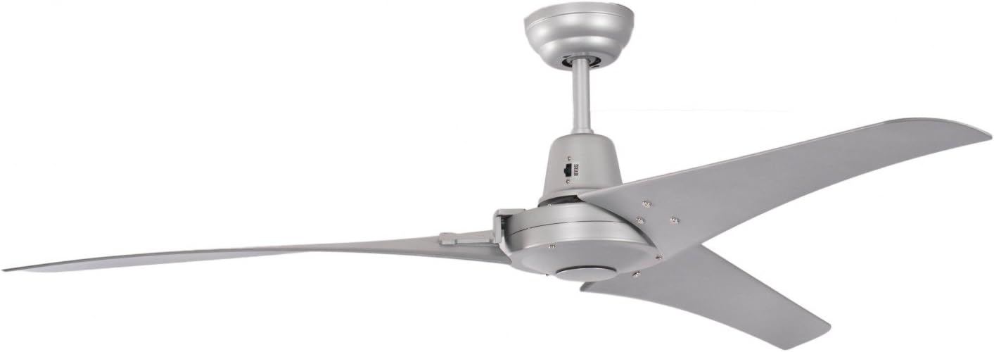 Ventilateur de plafond design industriel Vourdries Argent, avec télécommande incluse, diamètre 142 cm