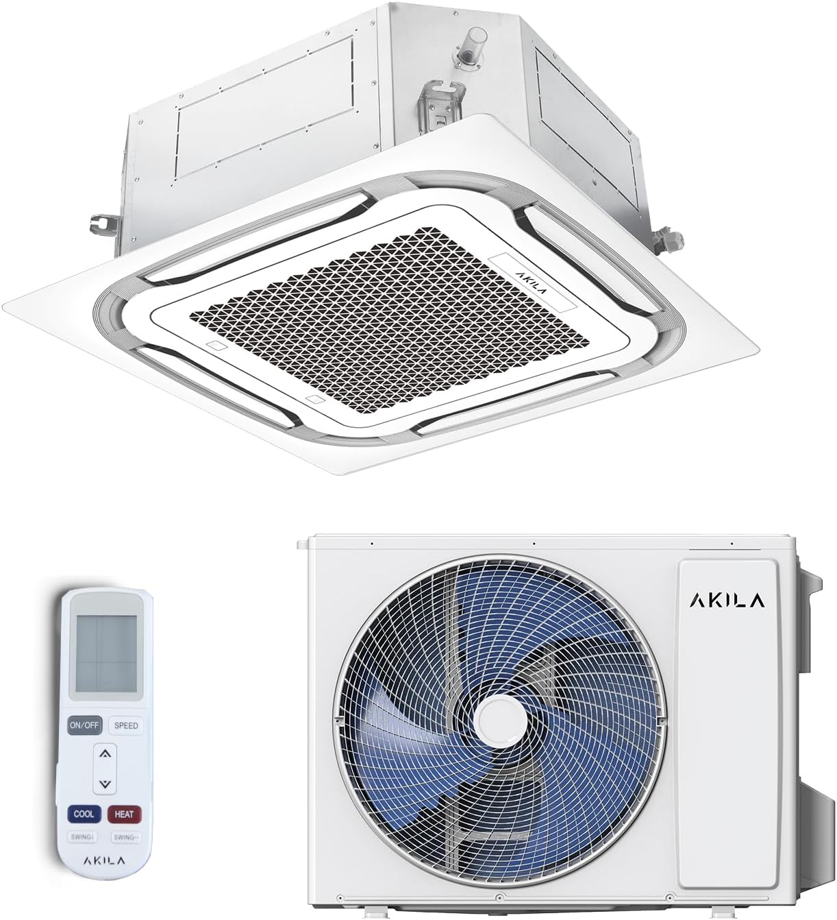 HARUKI 18 - CLIMATISEUR RÉVERSIBLE FIXE CASSETTE - 18000 BTU - 5600W - Air Conditionné Fixe - Gaz R32-4D Airflow - Golden Fin - Wifi