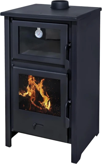 EIDER BIOMASA Quartz - Poêle à bois avec four 12,4 kW - Compact 89 x 47 x 52 cm - Façade et dessus en fonte - Chauffe jusqu'à 210 m³ - Efficacité énergétique Classe A