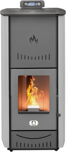 New York 24 Kw WiFi - Poêle à granulés hydrogène produit chaleur et eau chaude efficacité 89% chauffe 140m² télécommande WiFi autonomie 22H programmable garantie 24 mois gris